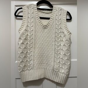 White Cable Knit Sweater Vest